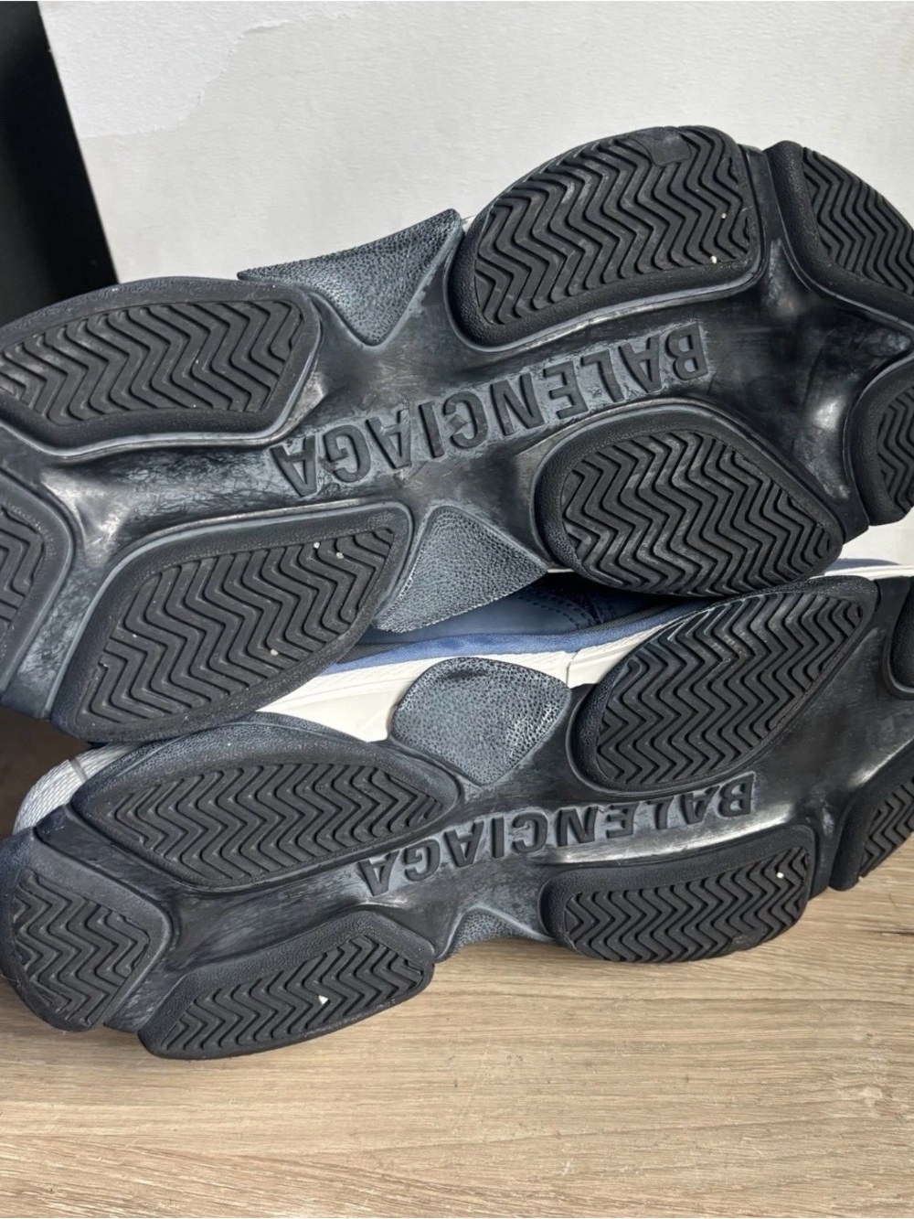Balenciaga 'Triple S' Navy Blue Curly Lace Low Top Sneakers Sz 11 - Picture 9 of 13
